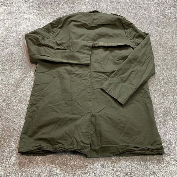 Forever 21 Overcoat Jacket Womens Large Army Green Double Breasted Pockets Belt - Picture 2 of 12